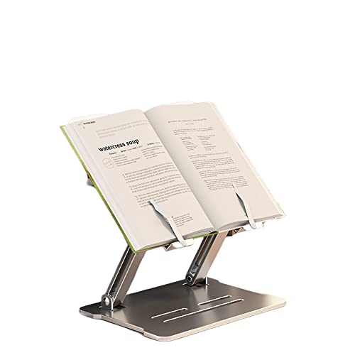 Supporto portatile per libri per leggere a mani libere, regolabile, supporto per ricette, per bancone della cucina, con clip porta pagine