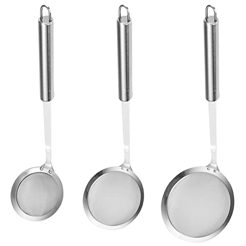 3 Pezzi Colino Fritto, Colino in Acciaio Inox, Colino in Acciaio Inossidabile, Schiumarola Cucina, Per Filtrare Pasta, Farina, tè, Caffè, Frittura, Pentole e Verdure, 3 Dimensione