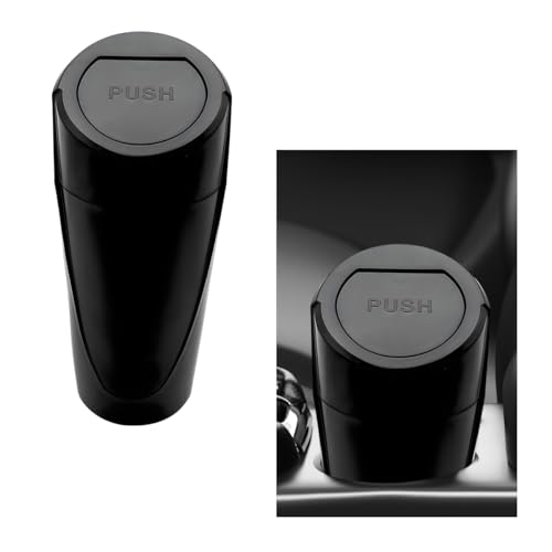 Image of Car Trash Can with Lid, Mini Car Garbage Bin Leakproof Cup Holder Trash Can, Multipurpose Organizer Door Pocket Trash Cup Fits Auto Home Office, Universal Garbage Can (Black)