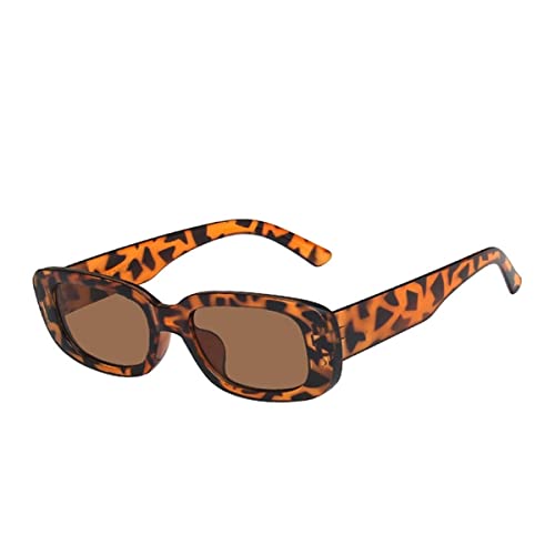 Óculos De Sol Vintage Retrô Blogueira Retangular Onça Lente Marrom Unissex Hype Rap Moda ONYK