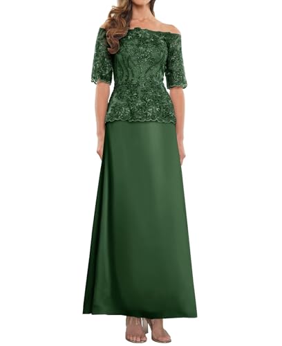 Off The Shoulder Mother of The Bride Dresses for Wedding Lace Long Chiffon Formal Evening Gown