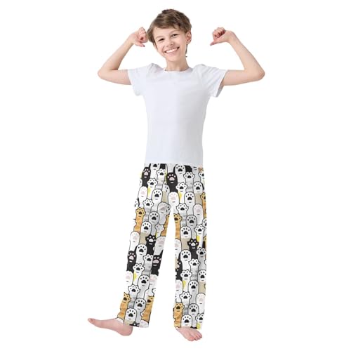 Cat Paw Footprint Doodle Boys Pants for Kids Jogger Pants with Pockets S-XL2