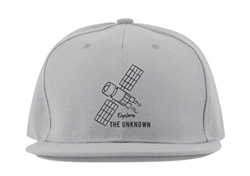 Casquette de baseball unisexe grise en coton visière plate style urbain Explore Space Rocket