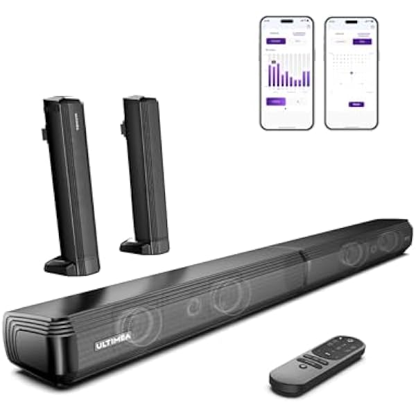 ULTIMEA 2.2 Soundbar do TV z Potężnym Basem, Bluetooth 5.3, Sterowanie przez Aplikację, Tryby EQ, HDMI ARC/Optical/AUX, Soundbar 2w1 z Oddzielnymi Głośnikami Apollo S40 Pro