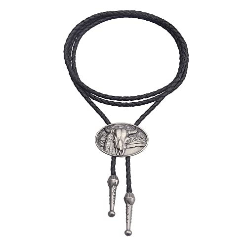 Image of GelConnie Bolo Ties for Men Women Western Cowboy Tie Mens Western Necklace Leather Necktie Gold Bolero Tie Cowboy Necklace