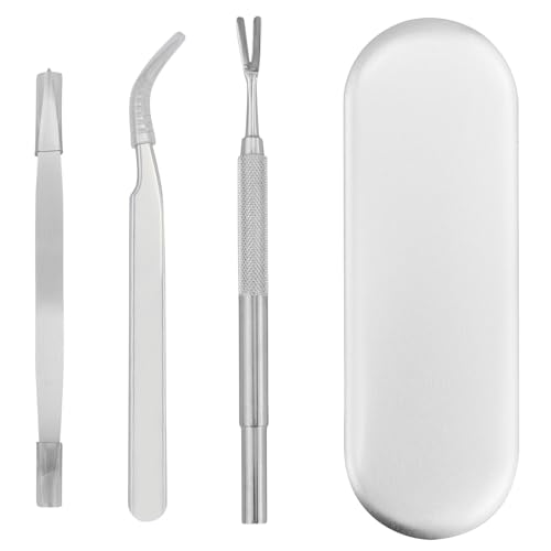 Pince à tiques professionnelle en acier inoxydable pour chien / chat / homme - Avec 1 pince à épiler + 1 fourchette à tiques + pince double face