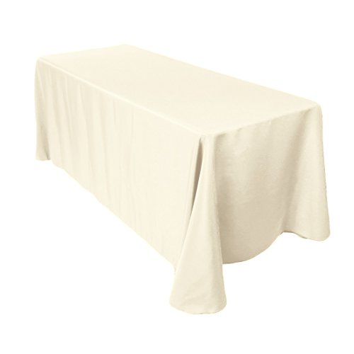 WedDecor Oblong Rectangular Tablecloth 90x132 Inch Fabric Table Cover for Dining Table Linen Kitchen Tablecloth Polyester Decorative Table Cover Table Top for Birthday Party Buffet Dinner Ivory