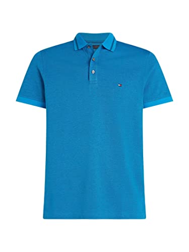 Tommy Hilfiger Men Pretwist Mouline Short-Sleeve Polo Shirt Slim Fit, Blue (Shocking Blue/Desert Sky Moulin), M