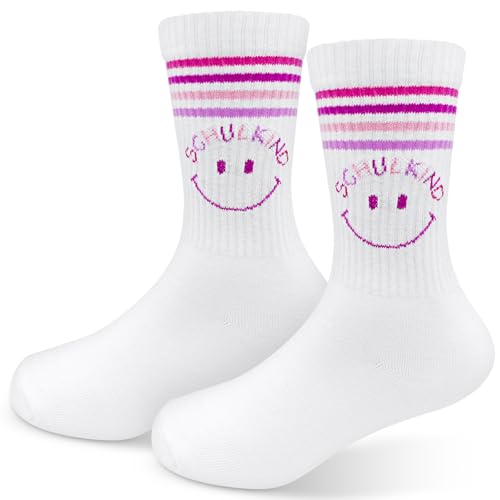 Gemtte Schulkind Socken 25-32 Geschenk Einschulung Mädchen Socken Einschulung Junge Baumwolle Socke Schulkind Schultüte Füllung Schulanfang Geschenk für Mädchen Junge