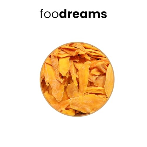 Foodreams Mango Streifen getrocknet Fancy – Premium Qualität, naturbelassen, ungezuckert & ungeschwefelt, aromatisch & fruchtig, vegan (500g)