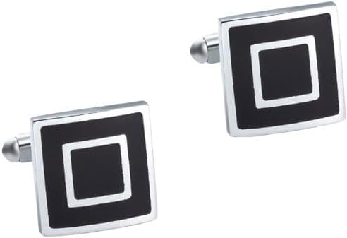 Electroplated Silver Square Enamel Metal Cufflinks VintageCuff Nails