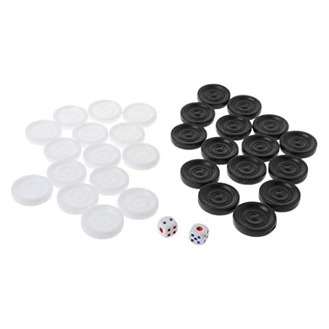 WT-DDJJK Backgammon Schach, 30 Stück Schwarz & Weiß Backgammon Schach Kunststoff International Drafts Checkers Cover