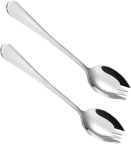 2-Piece Stainless Steel Spork Set – Dual-Purpose Utensils for Camping, Hiking, and Home Use with Long Handles for Easy Access