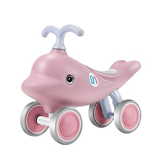 Balanscykel baby, söta delfiner Småbarnscyklar 12-36 månaders presenter till 1-årig flicka Pojkar Cykel att träna bebis från stående till löpning, mjuka 4 hjul