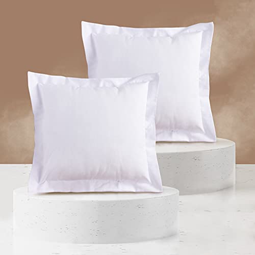 Viste Tu Hogar, Juego de 2 Fundas de Cojín con Volante 50x50cm, Suave Algodón y Poliéster, Cremallera Oculta, Protector de Cojín Resistente para Decoración de Hogar, Unicolor, Blanco Liso Cover