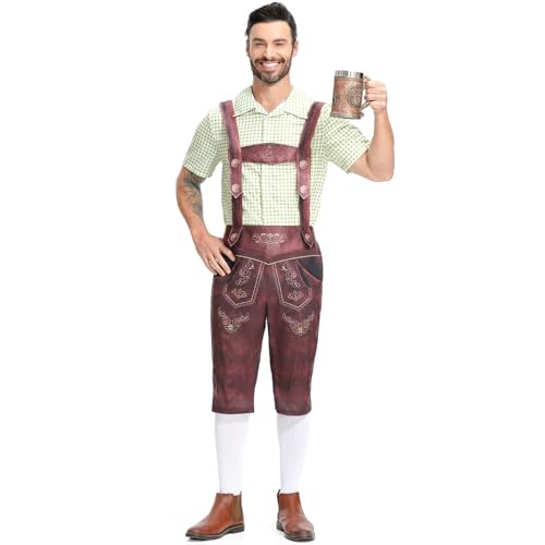 Camisa de cuadros hombre Oktoberfest atuendo tradicional manga larga festival de la cerveza