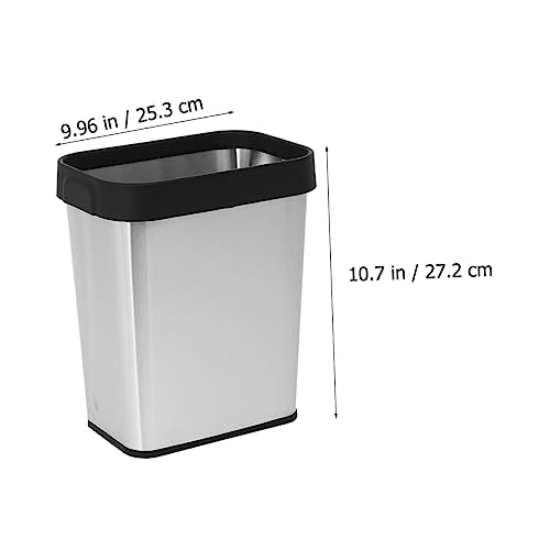 Basurero de acero inoxidable para baño rectangular negro miniatura 2