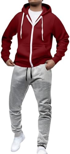 Tuta da jogging da uomo, 2 pezzi, per autunno e inverno, per sport, a maniche lunghe, con cappuccio, da uomo, casual, con lettere, con cappuccio e pantaloni da jogging, abbigliamento sportivo da