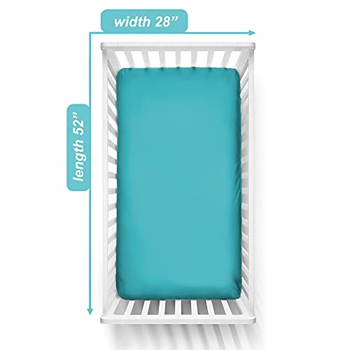 Image of American Baby Company Supreme Fitted Crib Sheet 28 inch x 52 inch, Enhanced Thickness for Soft, Breathable Neutral 100% Cotton Jersey Comfort, Turquoise, for Boys and Girls (Pack of 2)
