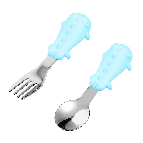 SUPVOX 1 Juego cuchara de complemento alimenticio vajilla de cucharas para pequeños bebés cubiertos infantiles complementos alimenticios cuchara de utensilios de Blue