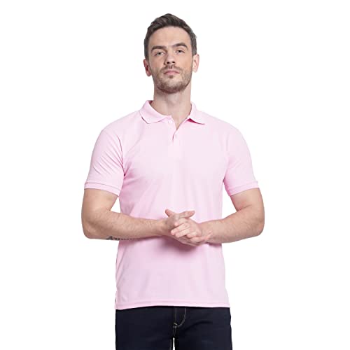 Image of Men's Poly Cotton-Matty Tshirt with Regular Fit Solid Pattern Half Sleeve Standard Length and Button Down Closure|Men's T-Shirts