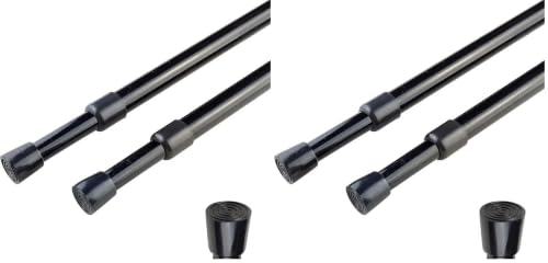 Image of AIJIEGUANG 2pcs Spring Tension Curtain Rod，28-43 Inches Adjustable Expandable Pressure Black Curtain Tension Rods For Kitchen, Bathroom, Window,Home (Pack of 2)
