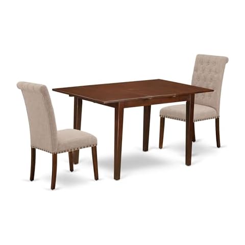 Mahogany Dining Set with Parson Chairs Cover