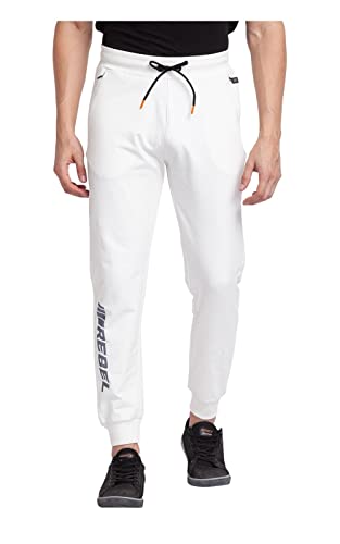 Image of Spykar Men's Mid Rise Slim Fit Cotton Trackpants (MKJ02BB20Ecru2XL White 2XL)