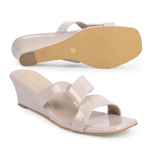 Image of Women Girls Comfortable Slip-On Glossy Sandals - Stylish All Day Comfort Ladies Footwear for Daily Wear