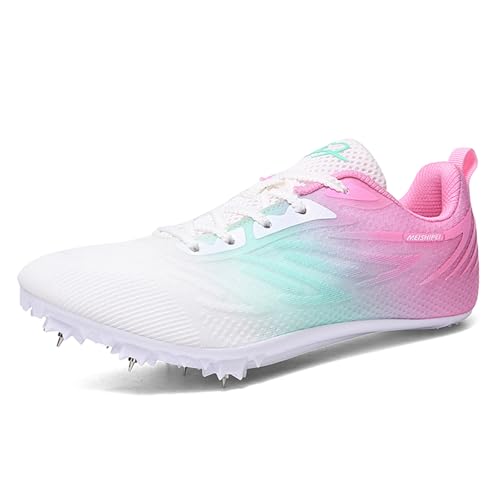 sekiueo Zapatillas De Atletismo Hombres Mujeres Zapatillas De Atletismo para Carreras De Pista Y Campo Zapatillas Deportivas con Clavos para Niños Y Niñas,Rosado,34 EU