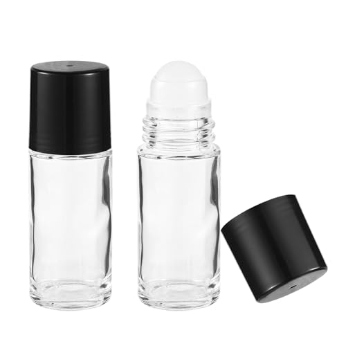 PEUTIER 2stk Schwarze Durchsichtige Öl-Rollflaschen, 30ml Tragbarer Rollballbehälter Nachfüllbare Roll on Flaschen Auslaufsichere Kosmetikbehälter für Ätherisches Öl Duftmassage Parfüm