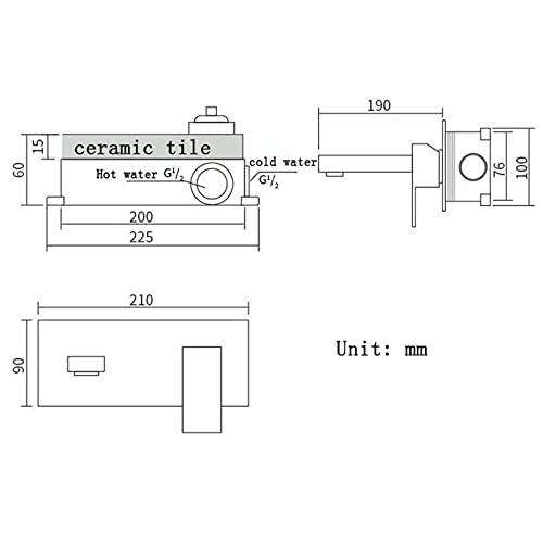 Grifo de baño empotrado de cascada monomando para lavabo de pared interior 4