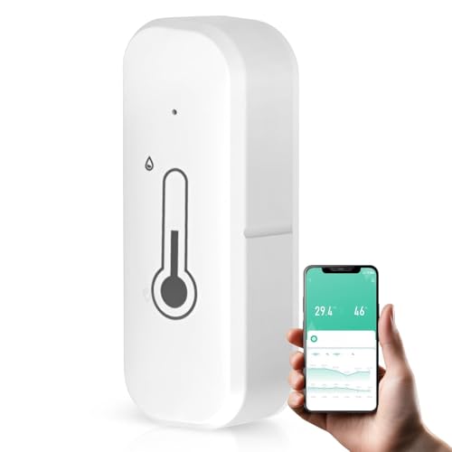 WiFi Humidity Temperature Monitor WiFi Thermometer Outdoor Hygrometer Sensor for Remote Monitor and Notification Alert High Precision Indoor Thermometer with Tuya App for Baby Pet Garden Office