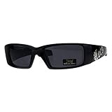 Locs Classic 90s Cholo Gangster Narrow Rectangular All Black Warp Sunglasses Shiny