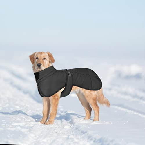 DoggieKit Hundemäntel Wasserdicht Winddicht Warm Winter Sicher mit Gewinde Reflektierende Streifen Jacke für Mittelgroße Große Hunde mit Geschirrloch für Welpen Haustiere Kaltes Wetter Kleidung Weste