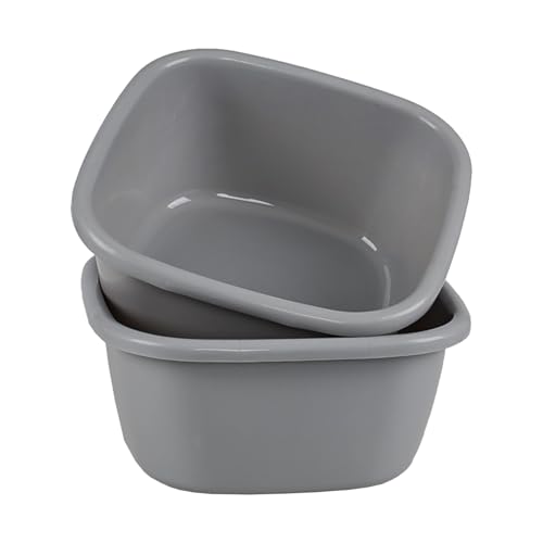 Easymanie 2-Pack 16 Quart Plastic Wash Basin, Dish Pan Tub, Grey