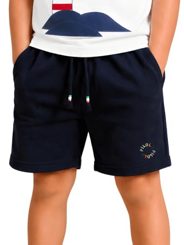 Image of Pilolo Kids Soft Cotton Terry Lycra Adjustable Drawstring Pocket Shorts for Boys