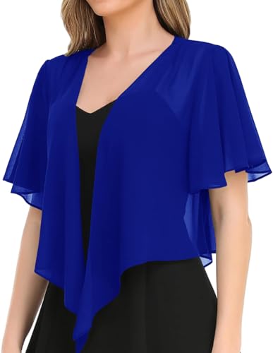 Image of Women's Solid Puff Sleeve Kimono Short Cardigan Loose Cover Up Casual Blouse Top Chiffon