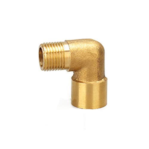Qinlu-Brass Connector Hose Fitting 90 Deg Brass Elbow Pipe Fitting Connector Coupler For Water Fuel Copper Adapter, 1/8