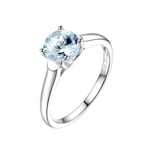 AnazoZ FINERING 18k Gold Damen-Ring Echt Saphir 1.1 Karat Trauringe Eheringe Hochzeit Verlobung für Frauen Ringgr. 61 (19.4) Ringschmuck