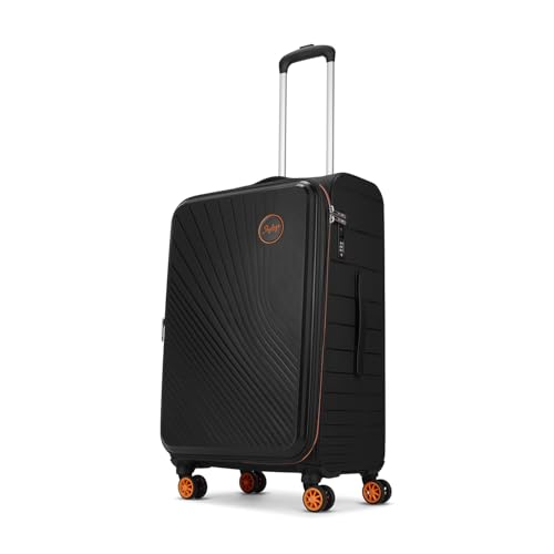 Skybags Fusion Check-in Hybrid Trolley Bag 69 cm | Medium Expandable Luggage | 8-Wheels Suitcase | TSA Lock with Anti-Theft Zipper | 3 Years Warranty - Unisex (Jet Black)