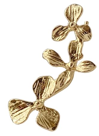 Pendientes Trepadores Trio Flor (Lado Izquierdo, Oro Amarillo 18K)