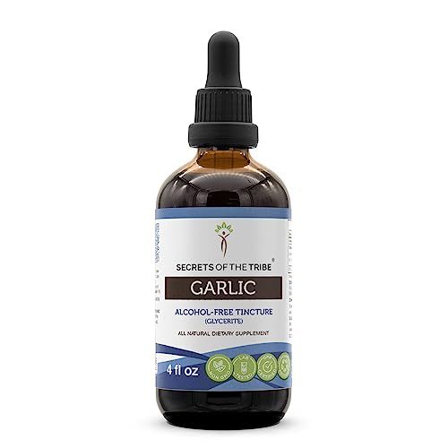 Secrets of the Tribe Garlic Tincture Alcohol-Free Liquid Extract, Garlic Dried Bulb (4 FL OZ)