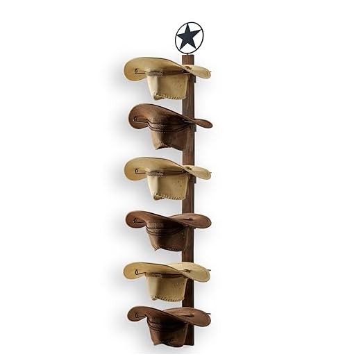 P-Aladin Cowboy Hat Rack, Cowboy Hat Holder, 6 Pieces Western Hat Rack For Wall with Natural Wooden Board, Cowboy Hat Hanger for Wall Décor Keeps Original Shape of Hat