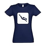 Kiwistar - T-Shirt tailliert - Damen - Navy - Tauchstelle Tauchspots Piktogramme - mit Motiv Bedruckt - Funshirt Design - Sport - Freizeit - Damen - S