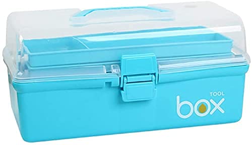 KRIKU EXPO Multi-Purpose 3-Layer Toolbox with Tray, 12.9Inch Plastic Portable Tool Case Students Drawing Tool Box for Tool Art Craft Storage, Tool Organizers, Folding Storage Box-Multi color