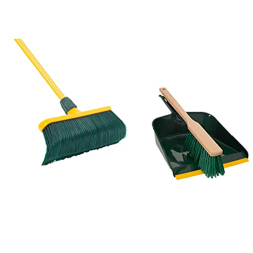 Lot de balais à griffes de 30 cm - En plastique - Avec manche télescopique - Balai à poils incurvés - Balai de jardin - Balai de rue - Balai + pelle à poussière - Long manche - 30 cm