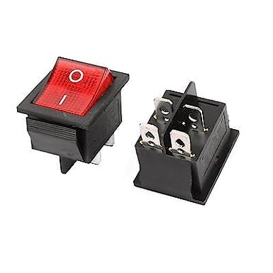 AQSON Square Illuminated Red Button - KCD4 DPST ON-Off 16A 250V AC / 20A 125V AC 4 Pin - Light Rocker Power Switch - for Car Auto Boat Truck (RED)