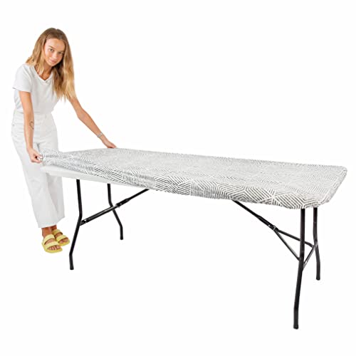 Tablecloth For Folding Table -Fitted Rectangular Table Cloth For 6 Foot – Size 32 X 72 Inch - (180 X 75 Cm) Plastic Vinyl Flannel Backed With Elastic Rim- For Christmas|Parties, Waterproof #TOP3