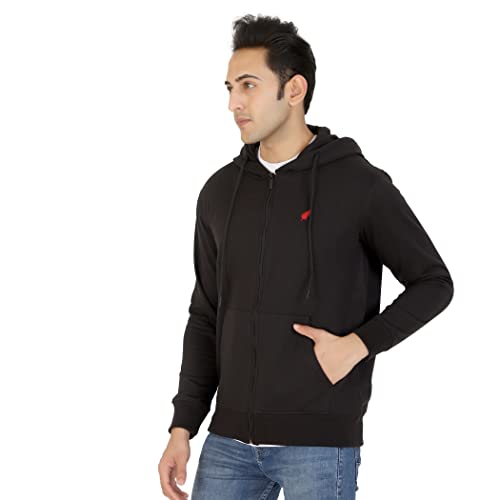 Image of D-GREEN Sweatshirt for Men Stylish Hoodie with Zipper and Full Sleeves Winter Wear